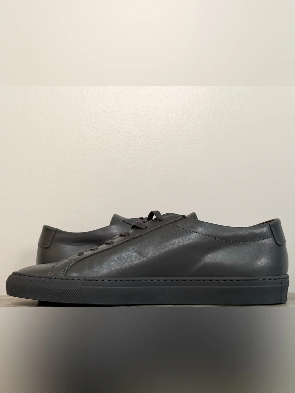 COMMON PROJECTS ORIGINAL ACHILLES LOW GRAY LEATHER 11 44 MINIMALIST $500 ITALY - Picture 7 of 11